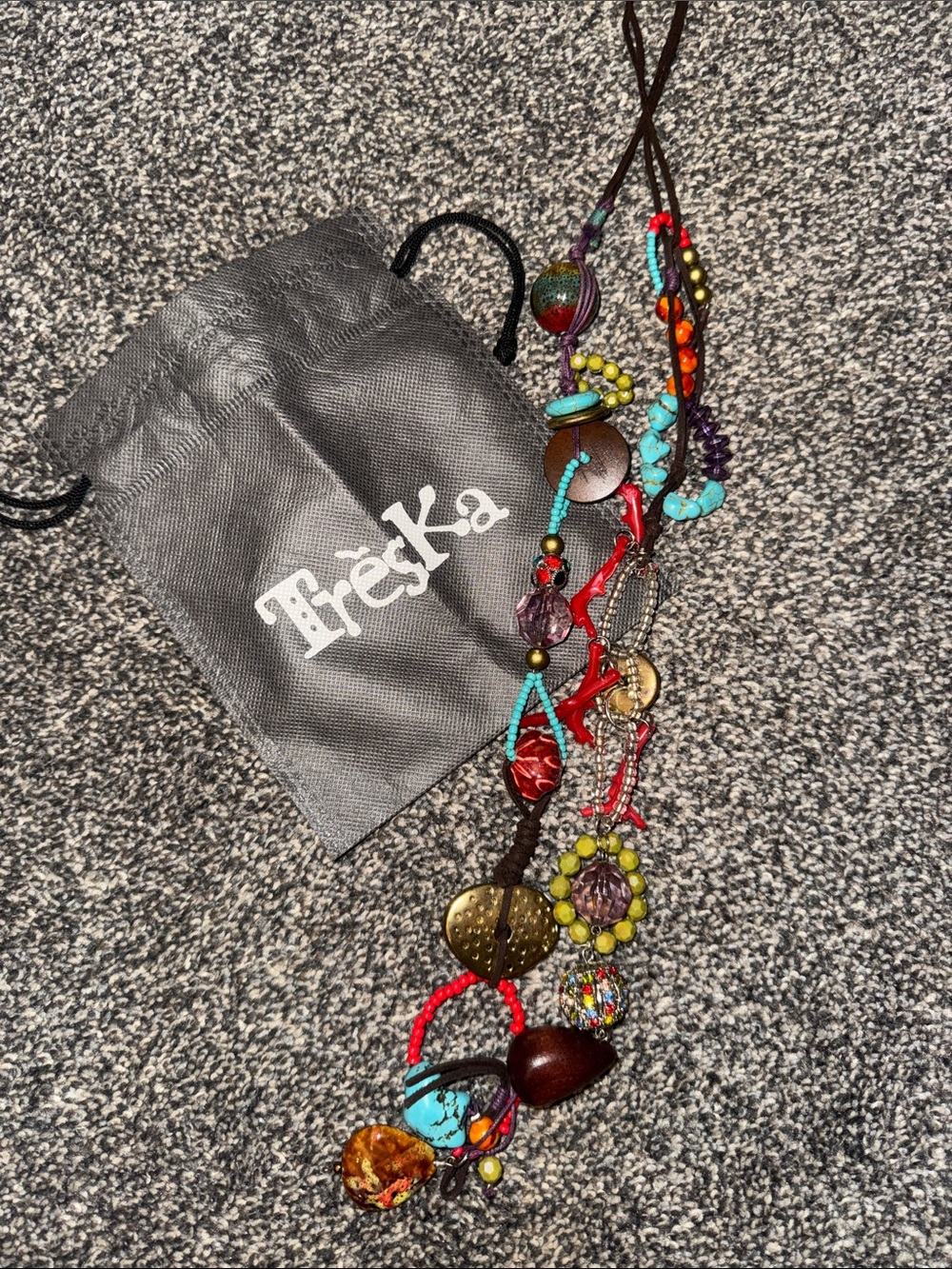 Treska Multicolor Beaded Hair Accessory with Turquoise & Red Accents